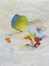 Oil on paper with embossment